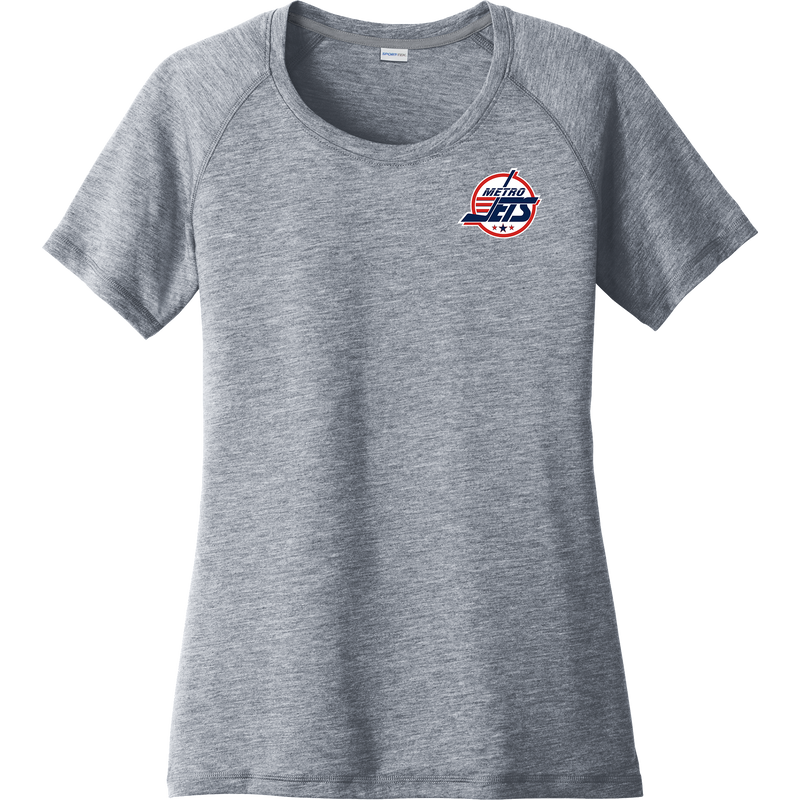 Metro Jets Ladies PosiCharge Tri-Blend Wicking Scoop Neck Raglan Tee
